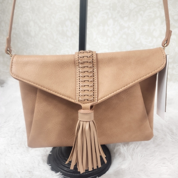 Calin Collection Handbags - NWT Calin Collection Vegan Tan Crossbody or Clutch